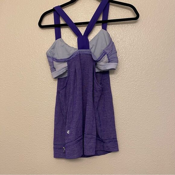 Lululemon purple Rest Less Heathered Bruised Berry Wee Stripe cinched tank 10 - Picture 3 of 10